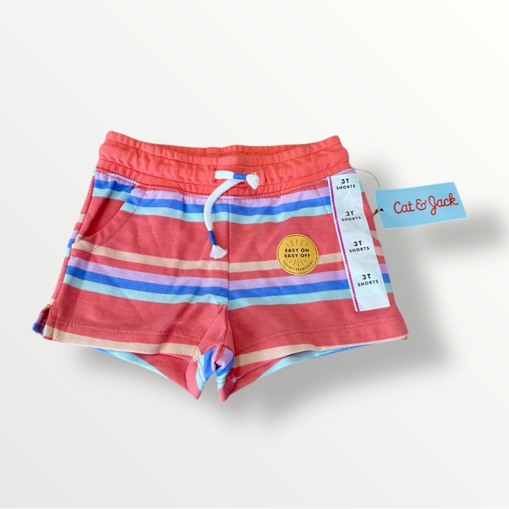 NWT Cat & Jack, Easy on/Easy off, flexible Drawstring Shorts, Size 3T